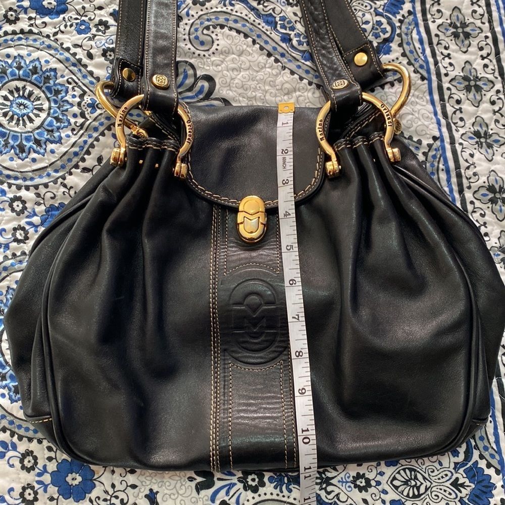 Marino Orlandi Black Soft Leather Shoulder Tote Bag Purse - Picture 12 of 16